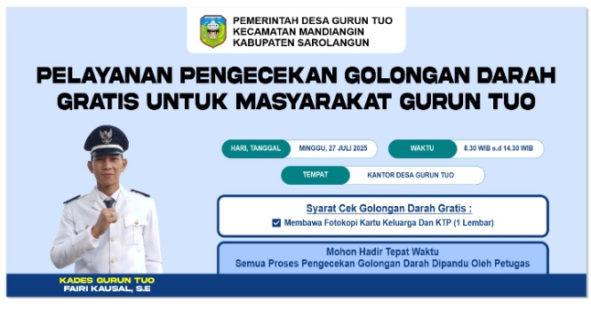 Kades Desa Gurun Tuo Gelar Pengecekan Golongan Darah Gratis Untuk Warga
