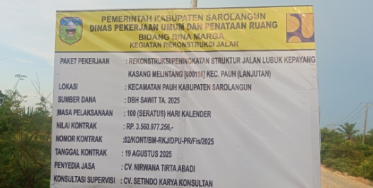 Warga Apresiasi Kinerja Kontraktor dalam Pekerjaan Rekonstruksi Jalan Lubuk Kepayang – Kasang Melintang