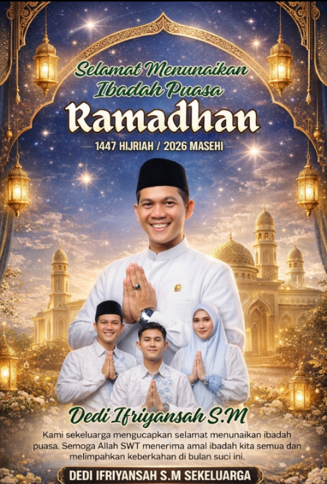 Waka II DPRD Kabupaten Sarolangun Dedi Ifriyansah, S.M. Ucapkan Selamat Menunaikan Ibadah Puasa 1447 H/2026 M